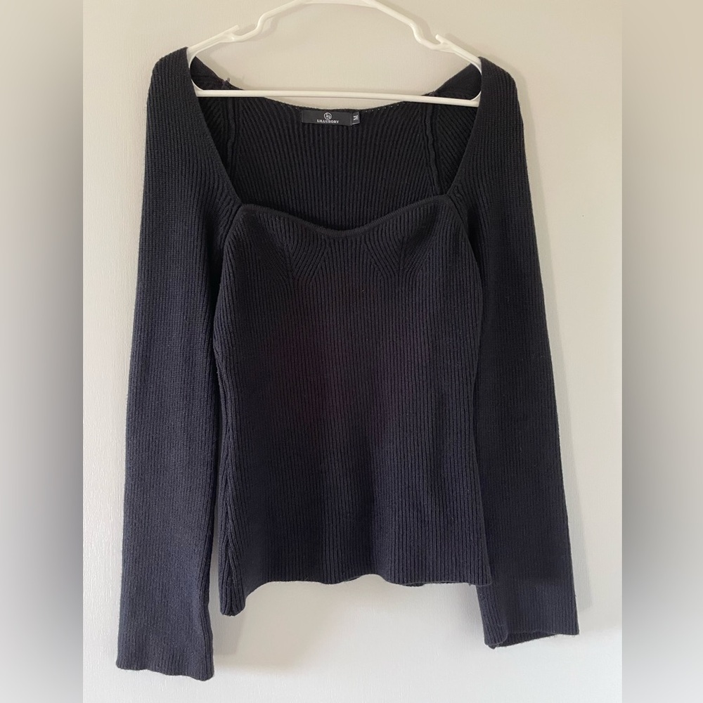 Black Long Sleeve Knit Top